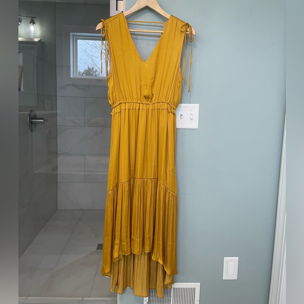 NWT Banana Republic Golden Yellow High-Low Satin Dress 8P